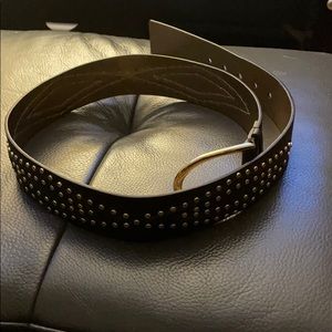 Michael Kors Brown Leather Belt with Gold Studs